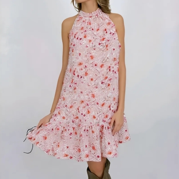 NICOLE MILLER Floral Halter Dress Size 8 Flowy  Countryside Peasant - Picture 1 of 8